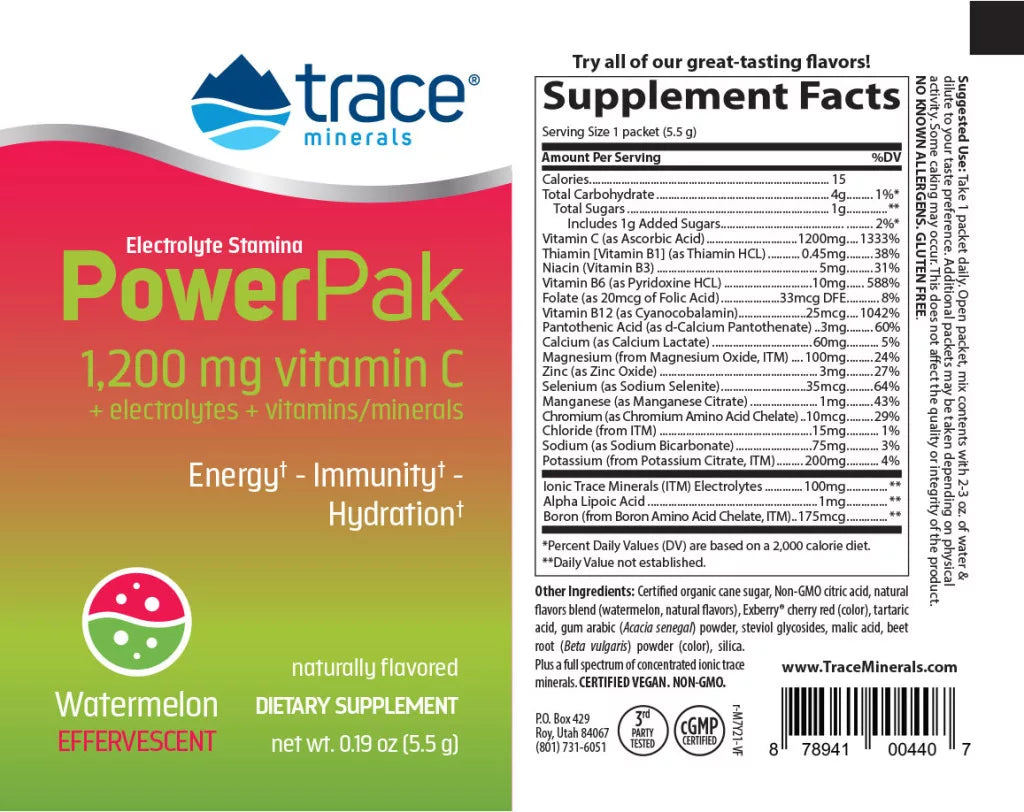 Trace Minerals Electrolyte Stamina Power Pak (30 Packs, Watermelon)