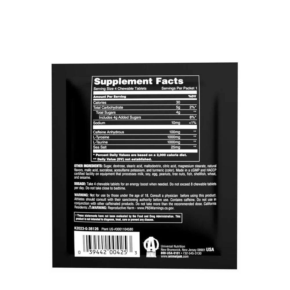 Universal Nutrition Animal Energy Chews (4 chewable tablets, Mango)