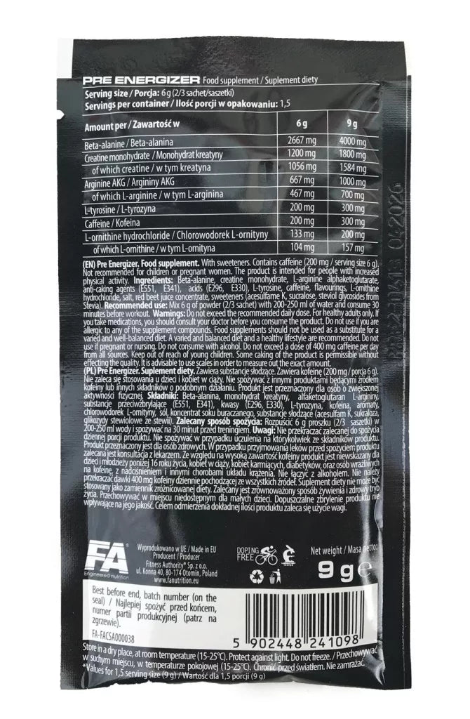 FA - Fitness Authority Pre Energizer Sample (1 pc, Fruit Massage)