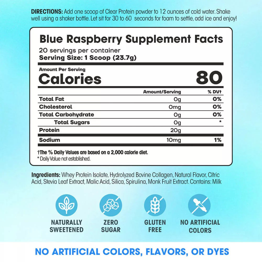 Fit & Lean Clear Protein (474 g, Blue Raspberry)
