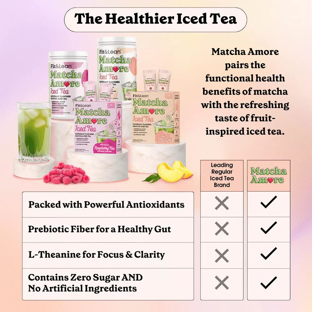 Fit & Lean Matcha Amore - Iced Tea (135 g, Raspberry Iced Tea)
