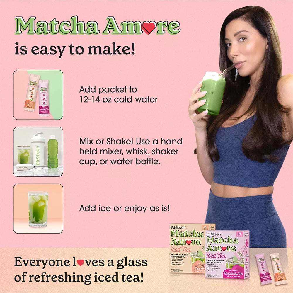 Fit & Lean Matcha Amore - Iced Tea (47 g, Peach Iced Tea)