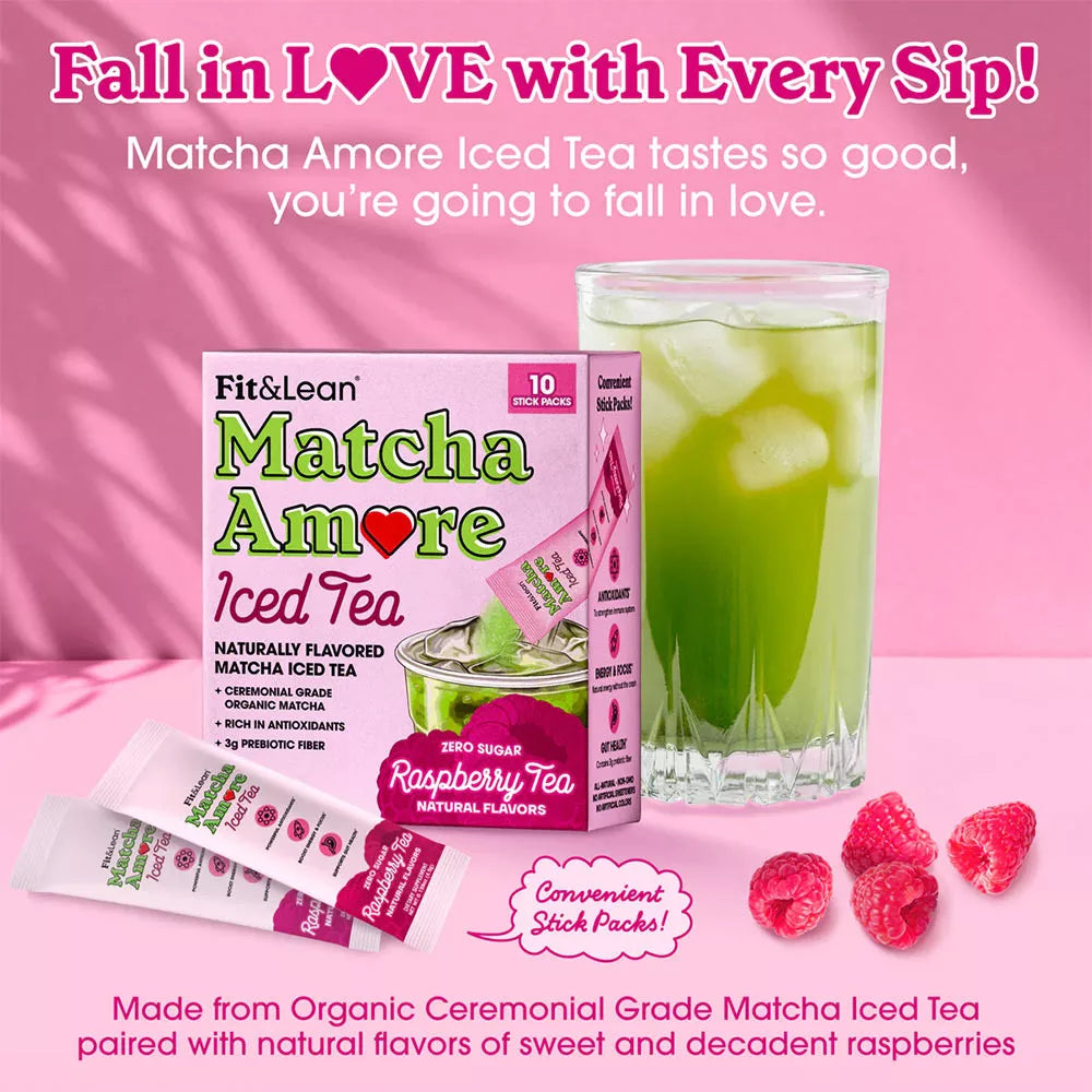 Fit & Lean Matcha Amore - Iced Tea (45 g, Raspberry Iced Tea)