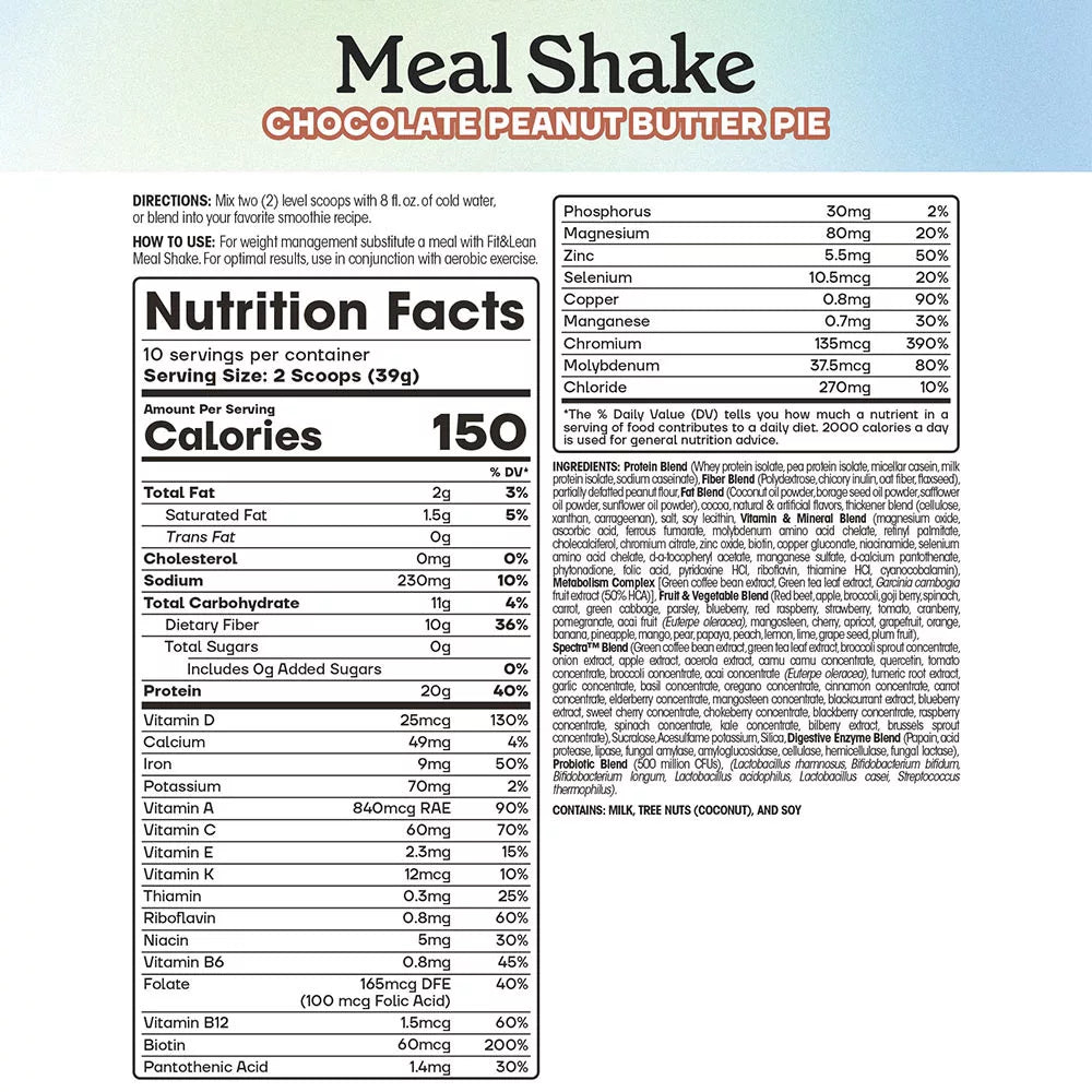 Fit & Lean Meal Shake (390 g, Chocolate Peanut Butter Pie)