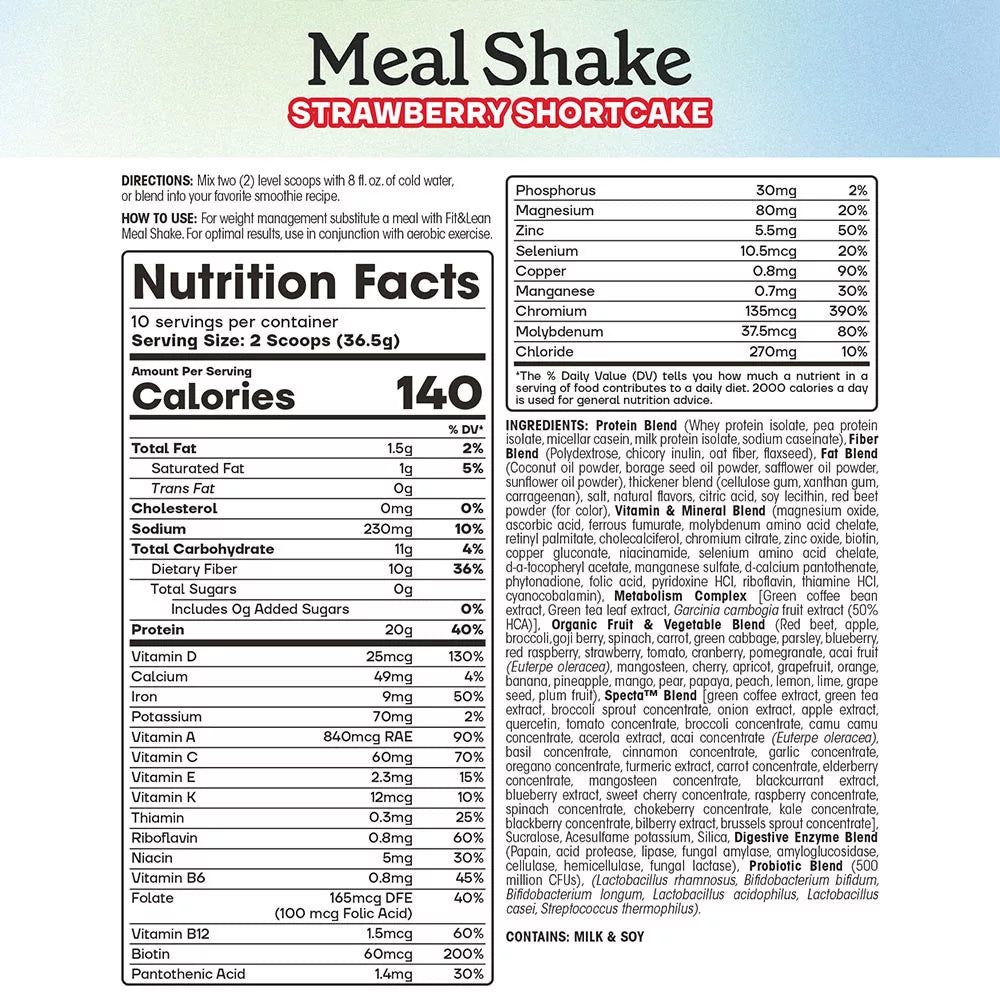 Fit & Lean Meal Shake (365 g, Strawberry Shortcake)