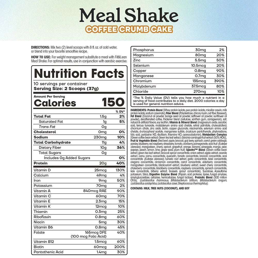 Fit & Lean Meal Shake (370 g, Coffee Crumb Cake)