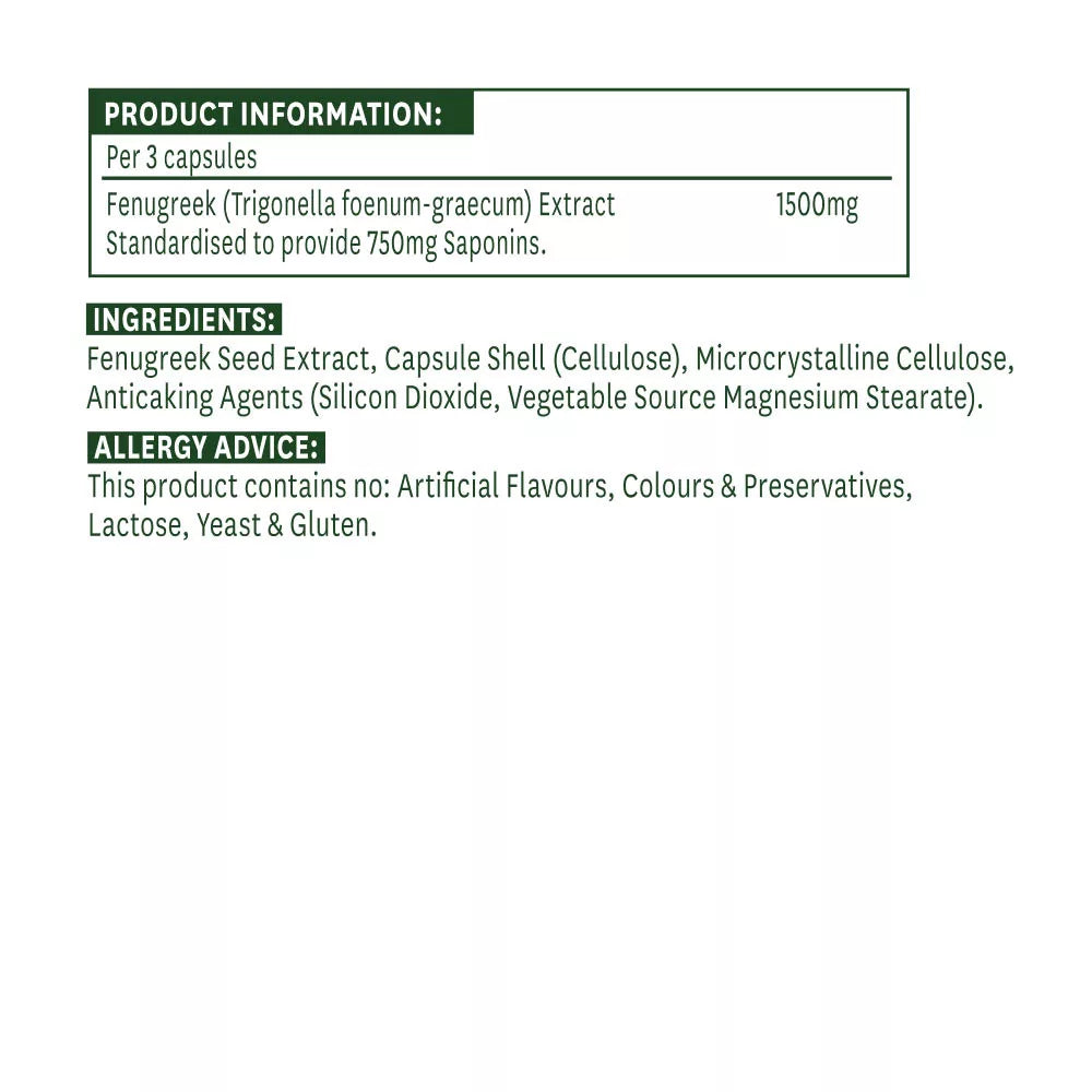 Natures Aid Fenugreek Standardised 500 mg (90 Capsules)