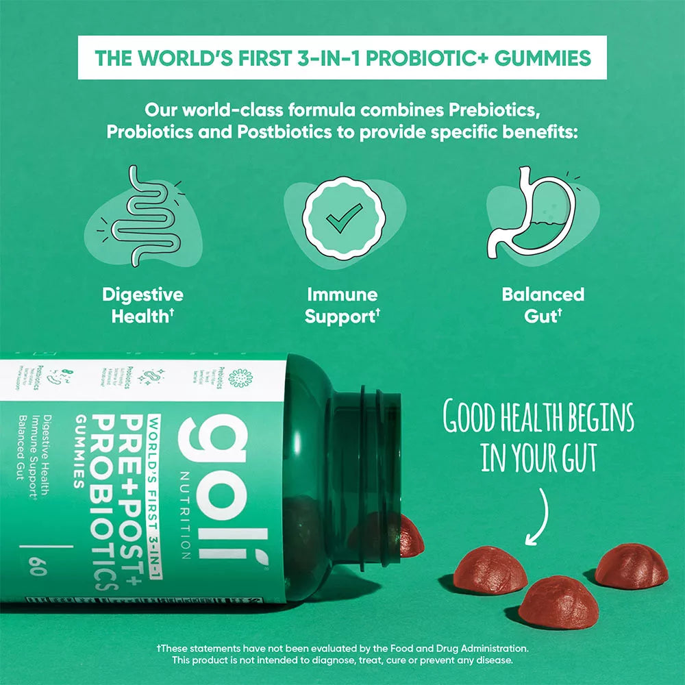 Goli Pre + Post + Probiotics Gummies (60 Gummies)