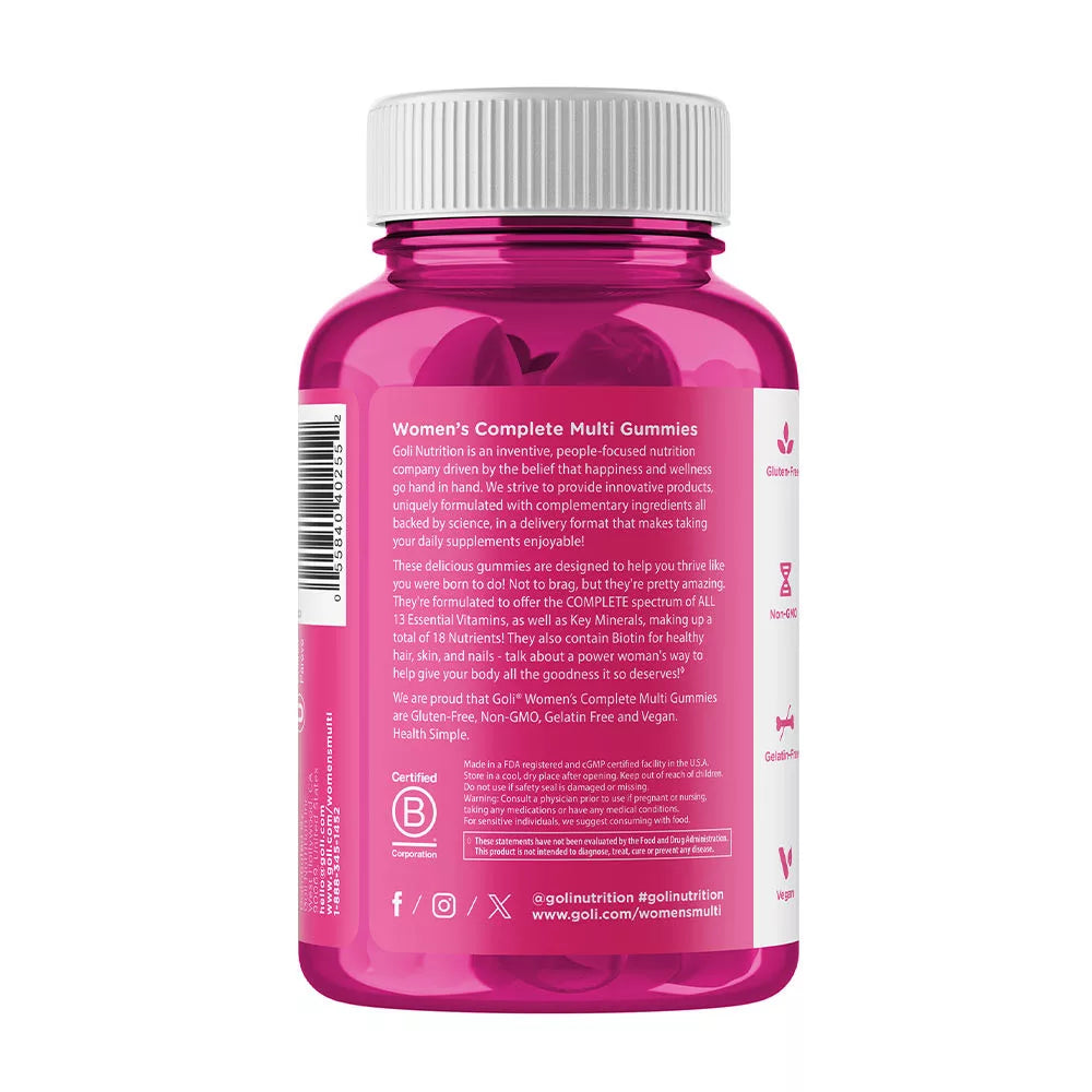 Goli Women's Complete Multi Gummies (60 Gummies)