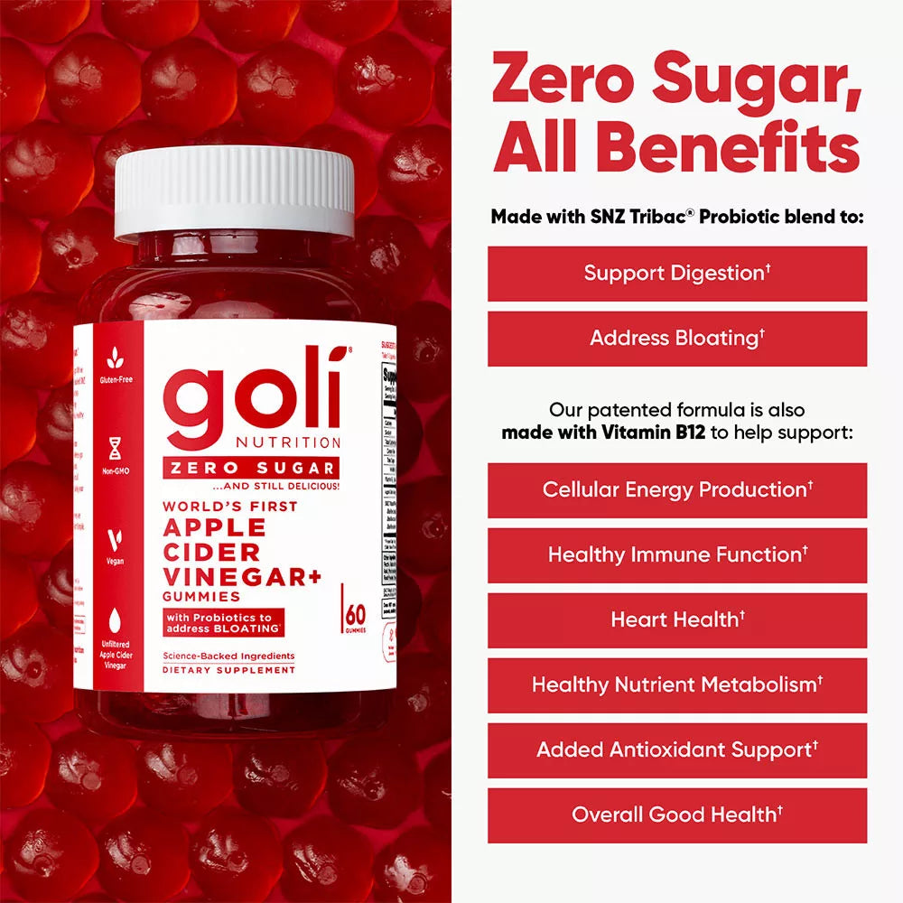 Goli Zero Sugar Apple Cider Vinegar Gummies (60 Gummies)