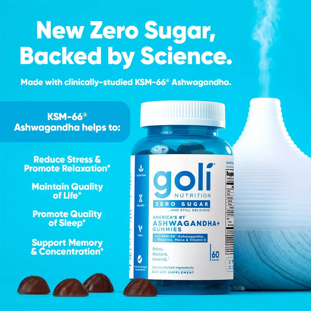 Goli Zero Sugar Ashwagandha Gummies (60 Gummies)