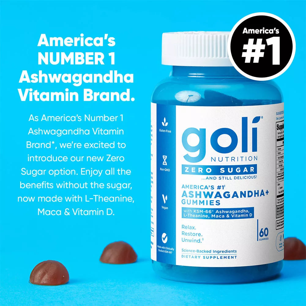 Goli Zero Sugar Ashwagandha Gummies (60 Gummies)