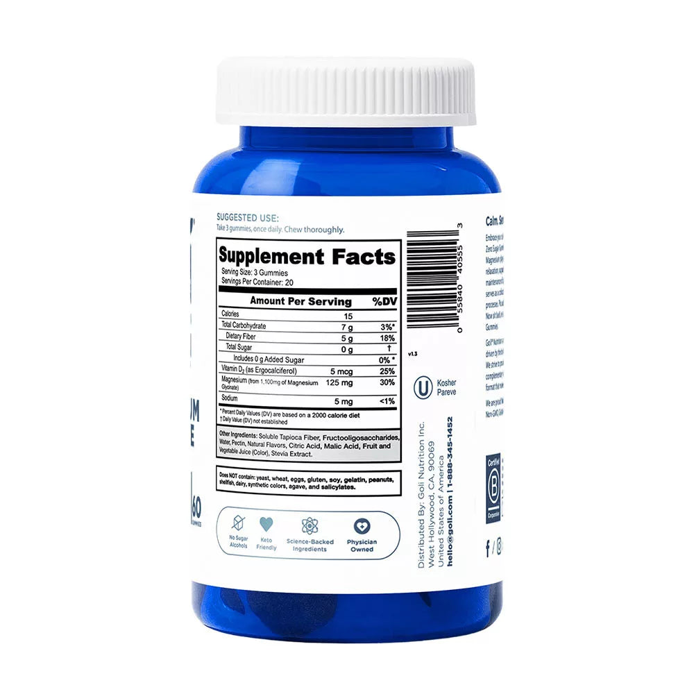 Goli Zero Sugar Magnesium Gummies (60 Gummies)