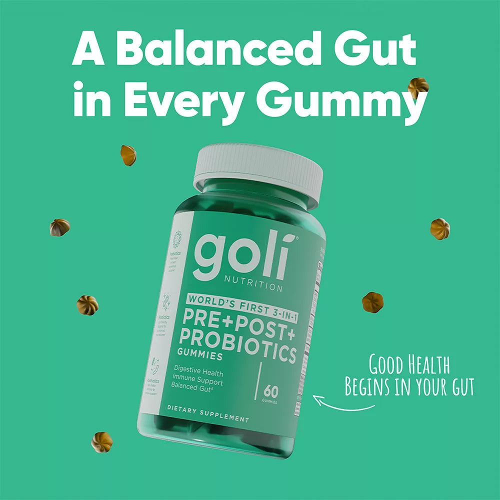 Goli Zero Sugar Pre + Post + Probiotics Gummies (60 Gummies)