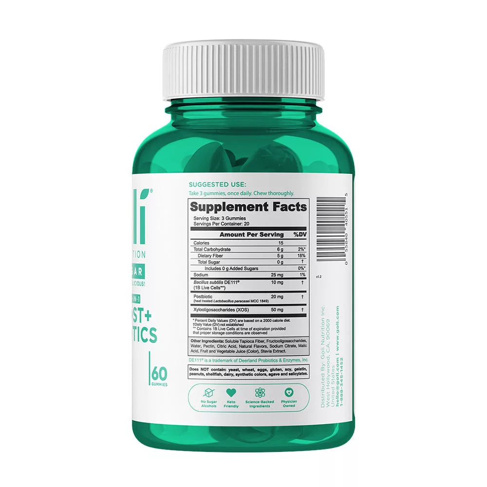 Goli Zero Sugar Pre + Post + Probiotics Gummies (60 Gummies)