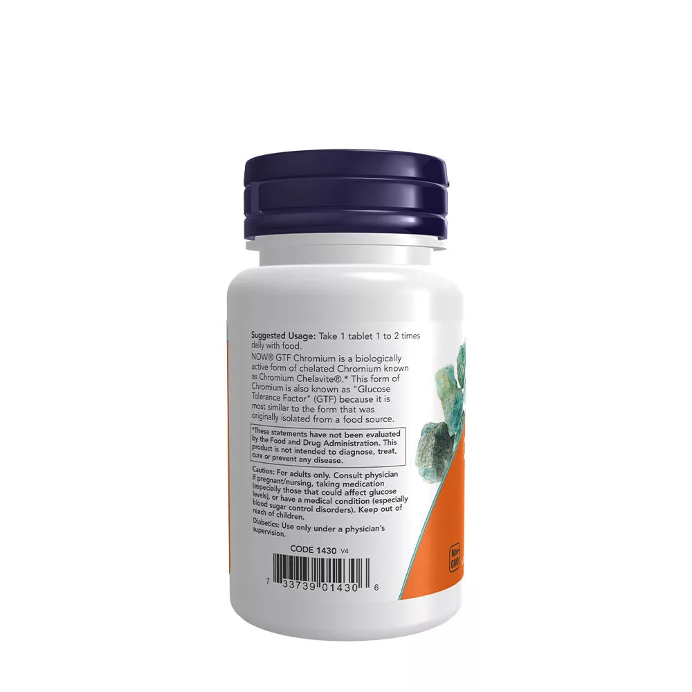 Now Foods GTF Chromium 200 mcg Yeast Free (100 Tablets)