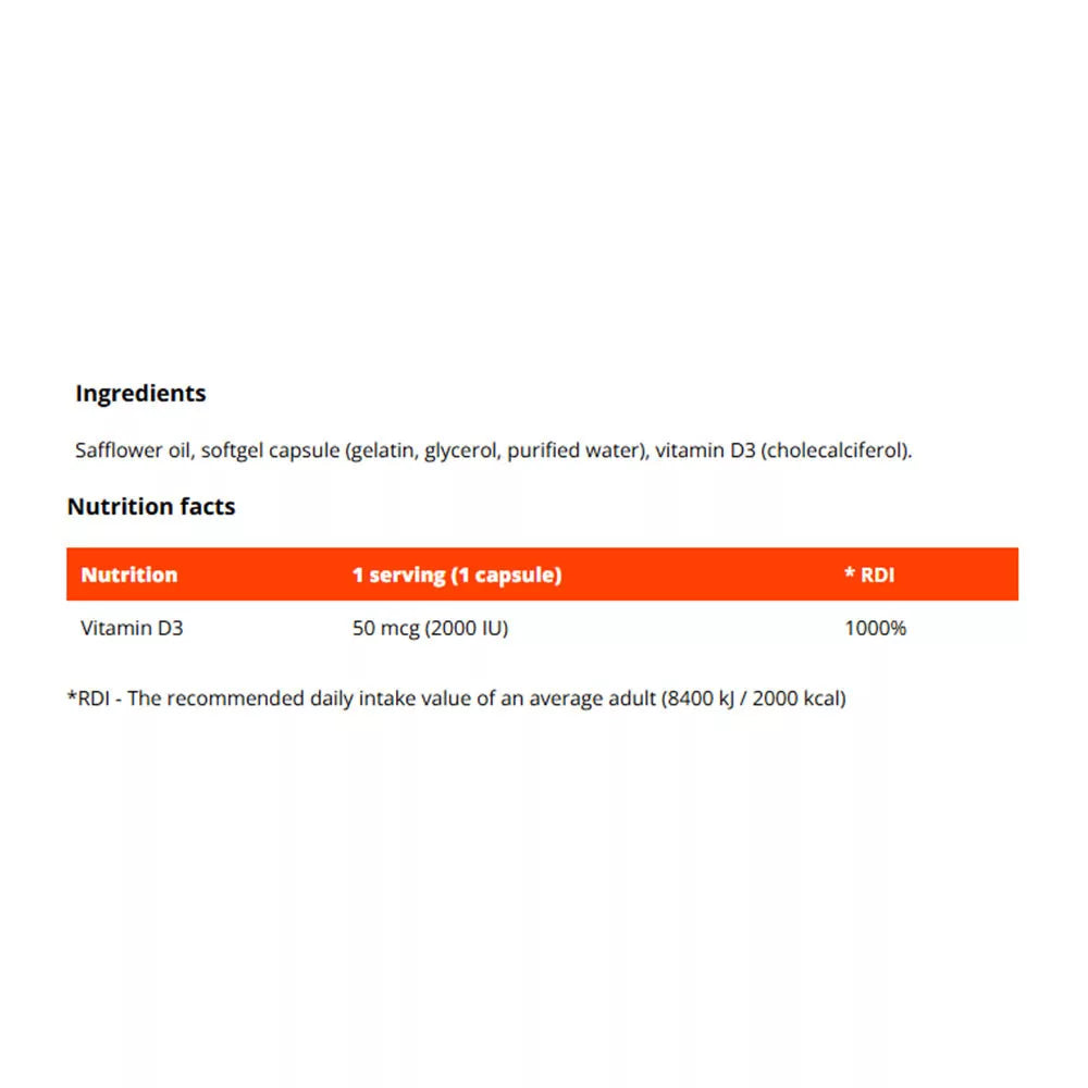 GymBeam Vitamin D3 2000 IU (120 Capsules)