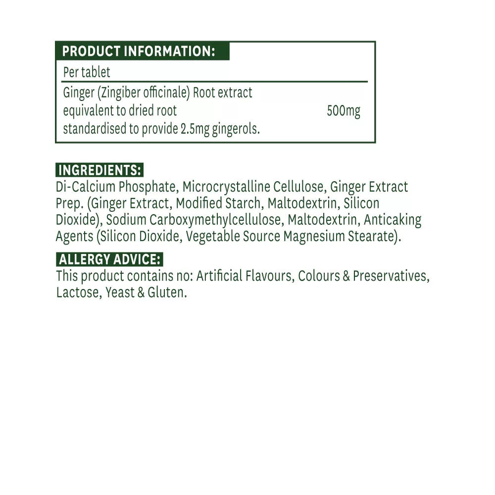Natures Aid Ginger Root Standardised 500 mg (90 Tablets)