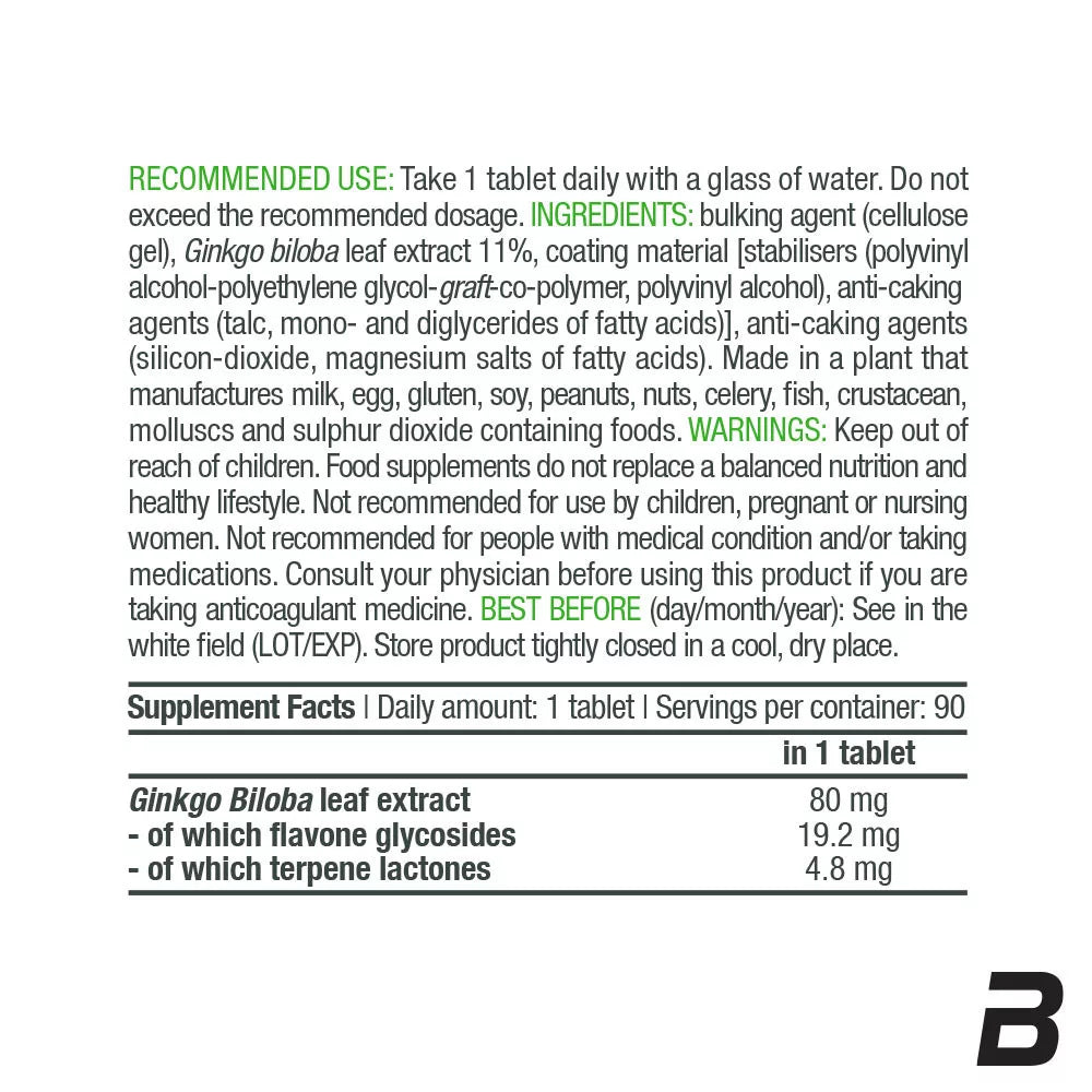 BioTechUSA Ginkgo Biloba (90 Tablets)