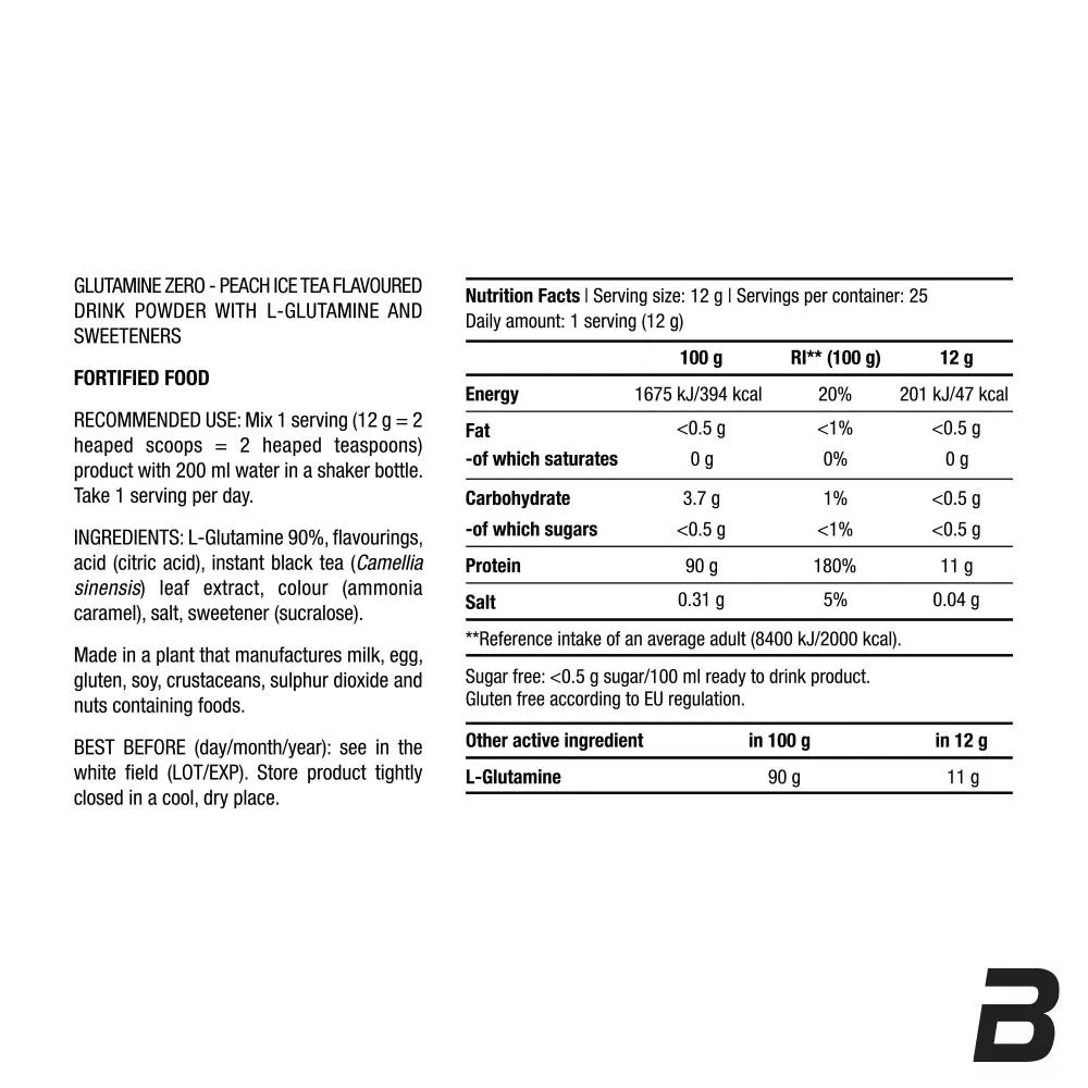 BioTechUSA Glutamine Zero (300 g, Peach Iced Tea)