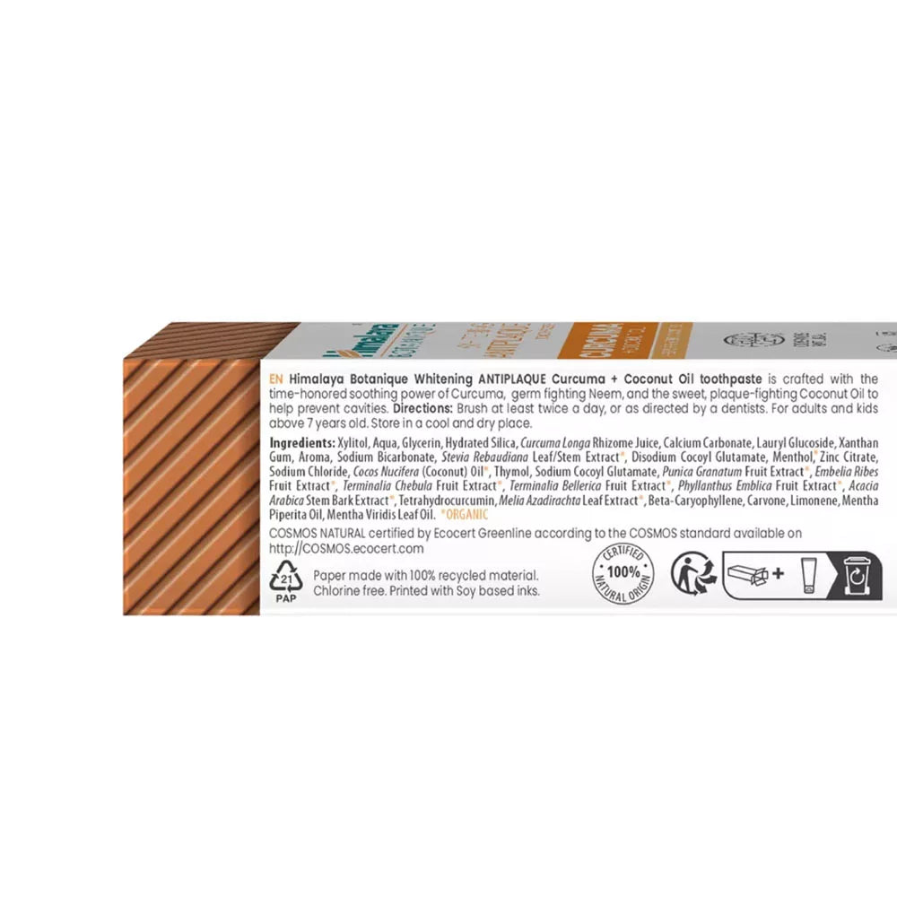 Himalaya Botanique Whitening Antiplaque Curcuma Toothpaste (75 ml, Mint)