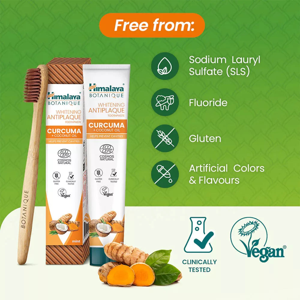 Himalaya Botanique Whitening Antiplaque Curcuma Toothpaste (75 ml, Mint)
