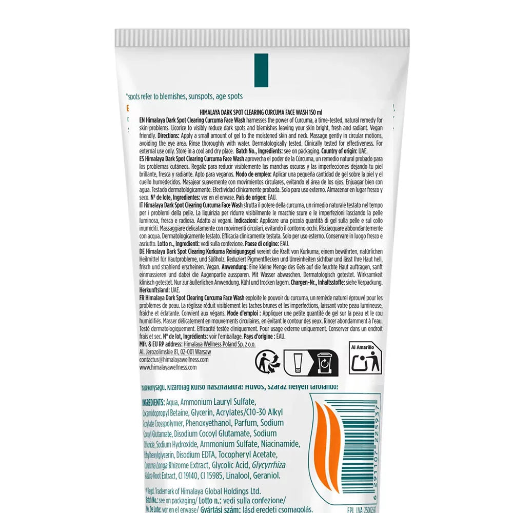 Himalaya Dark Spot Clearing Face Wash (150 ml, Curcuma)