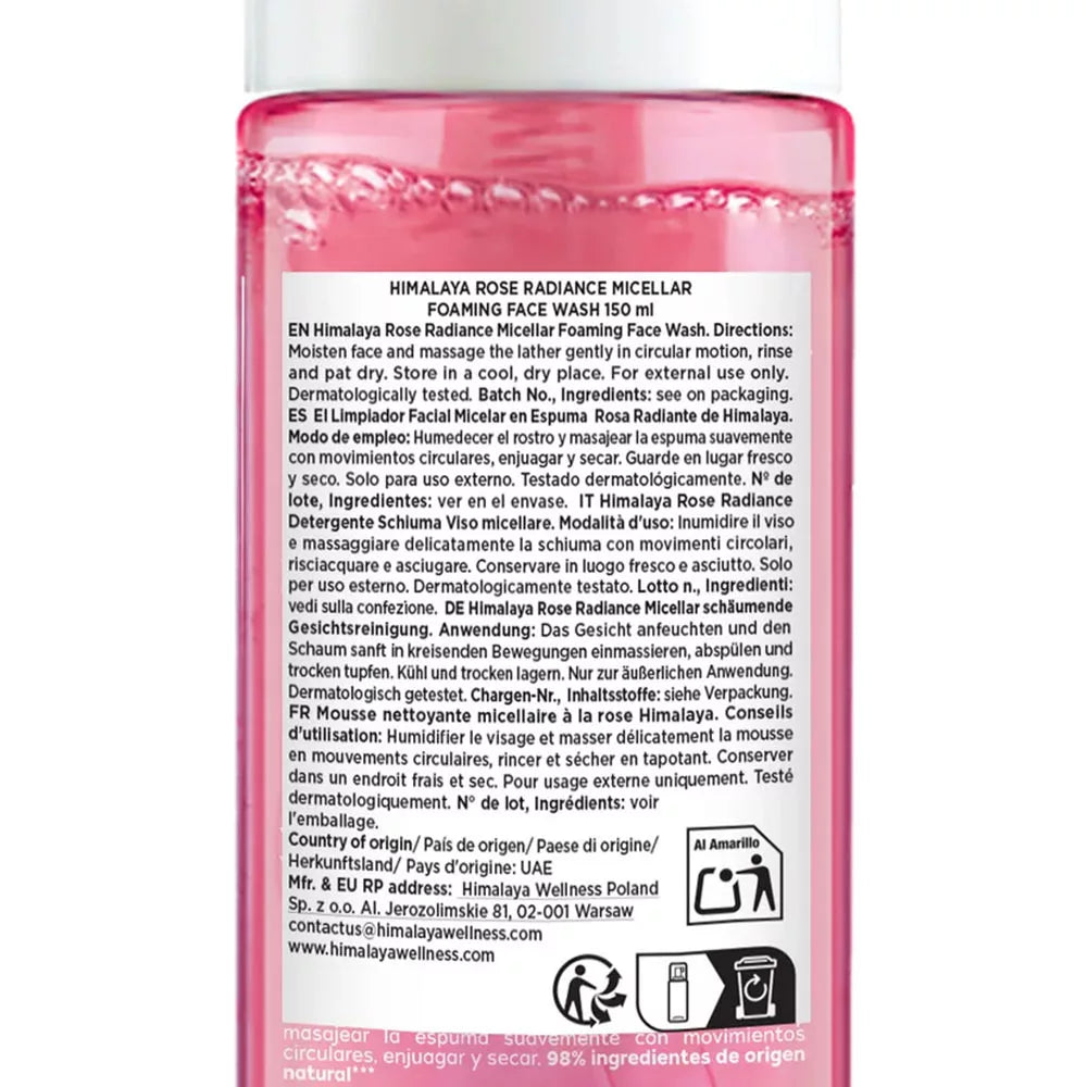 Himalaya Micellar Foaming Face Wash (150 ml, Rose Radiance)