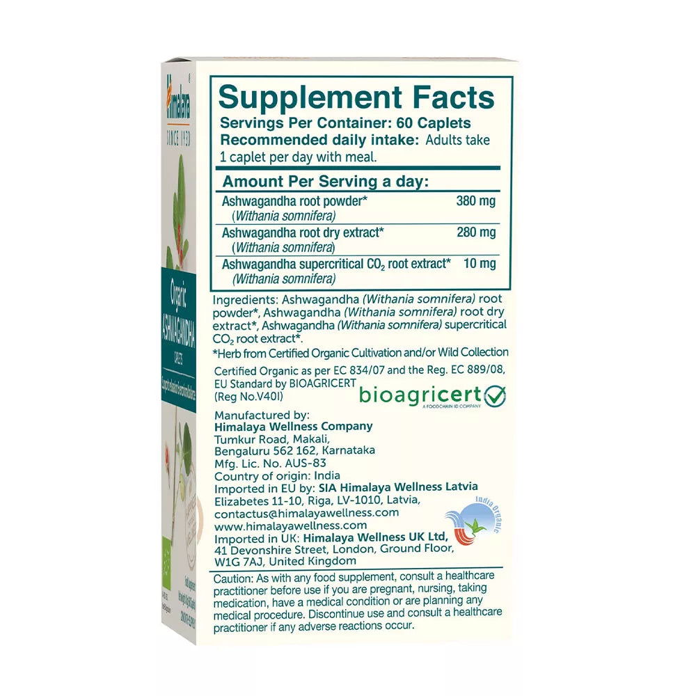 Himalaya Organic Ashwagandha (60 Caplets)