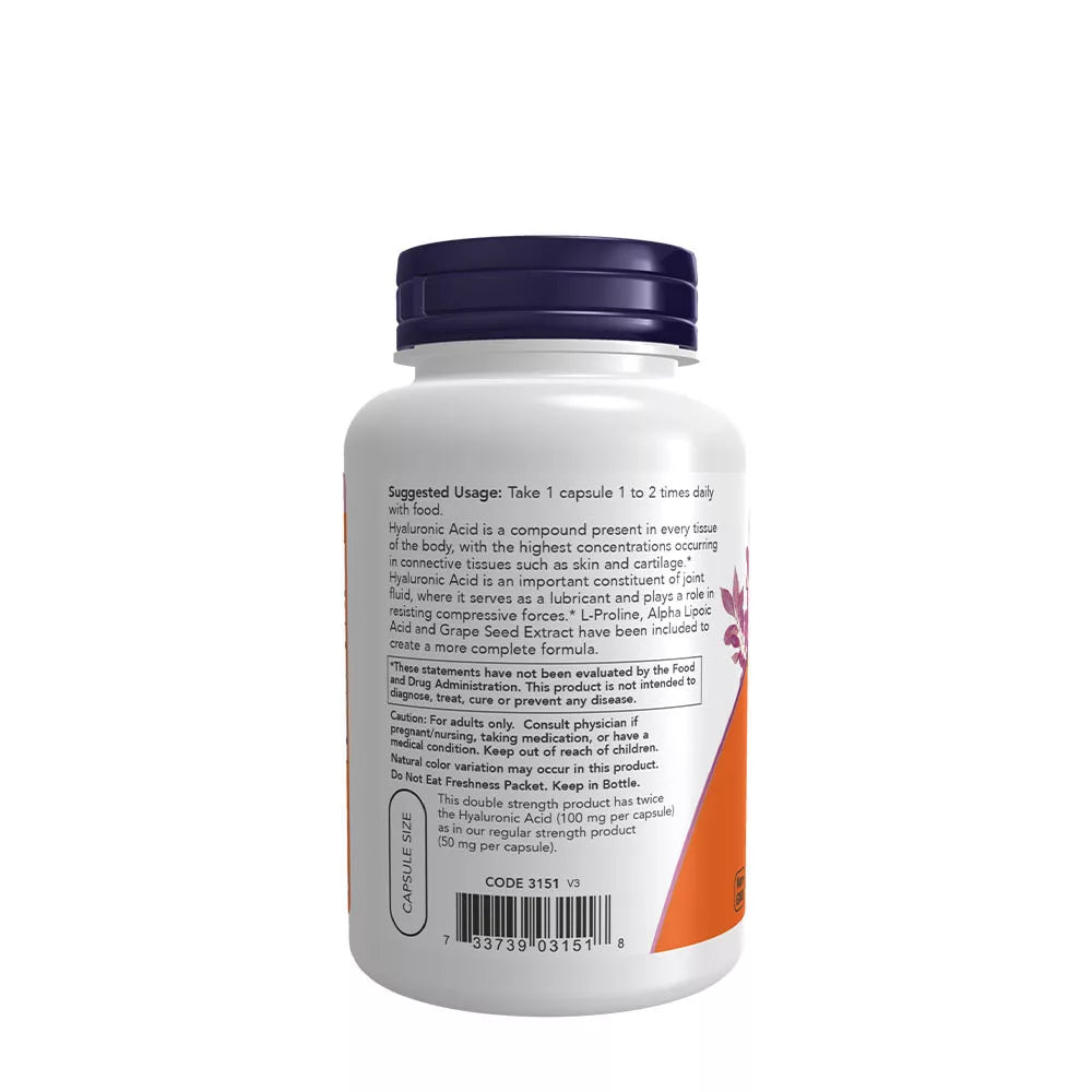 Now Foods Hyaluronic Acid 100 mg (120 Veg Capsules)