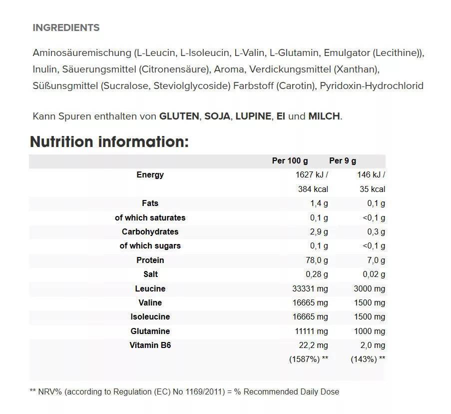 Ironmaxx BCAA+Glutamine Powder (500 g, Orange)