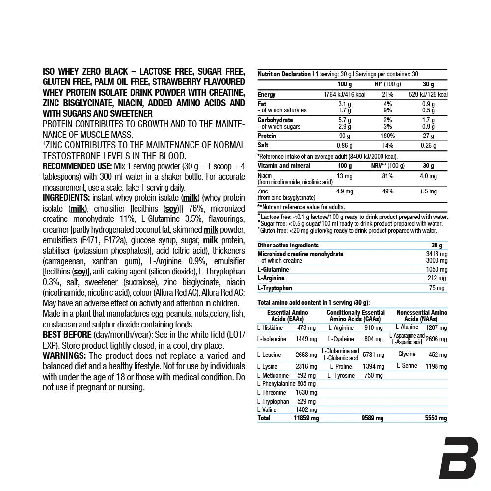 BioTechUSA Iso Whey Zero Black (908 g, Strawberry)