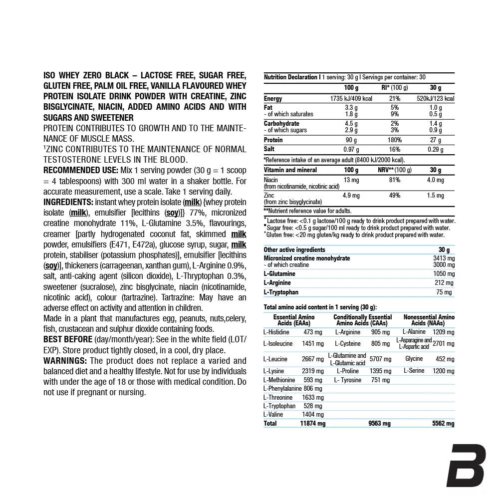 BioTechUSA Iso Whey Zero Black (908 g, Vanilla)