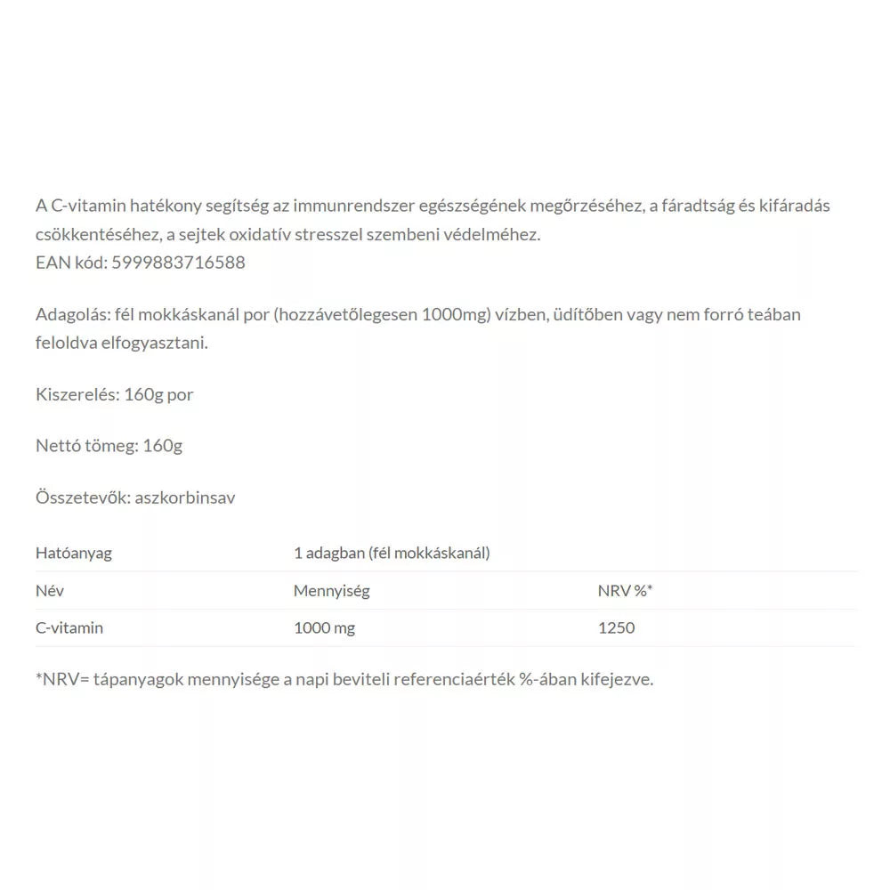 JutaVit Ascorbic Acid 100% (160 g)