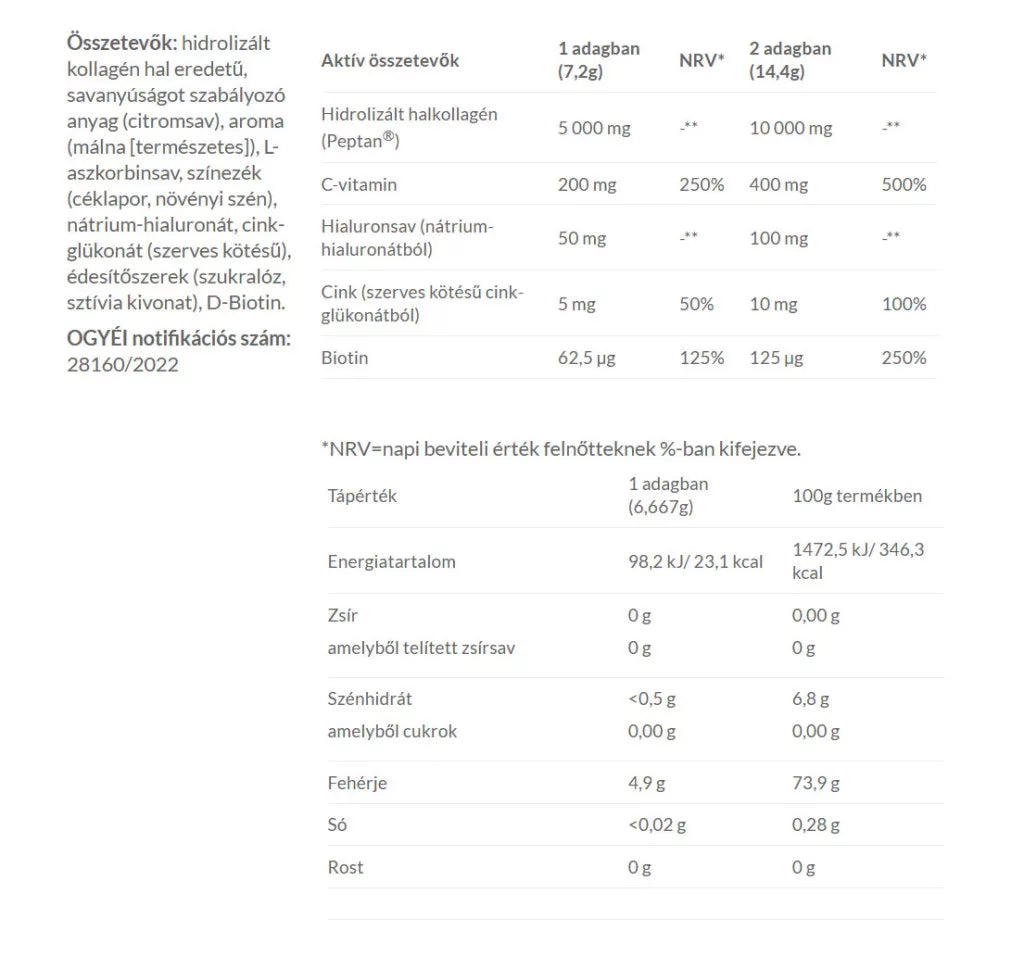 JutaVit Collagen-Fish + Hyaluronic complex (200 g, Raspberry)