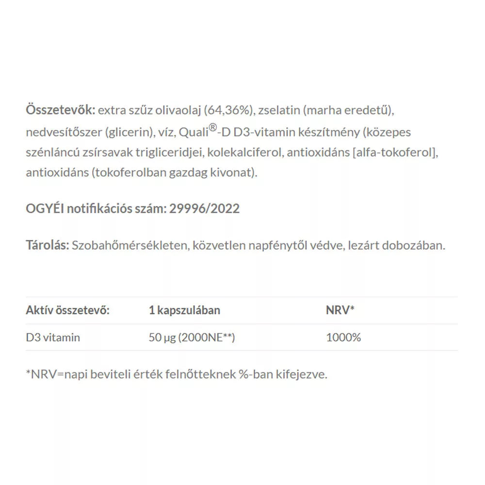 JutaVit Vitamin D3 2000 IU (50 mcg) Olive (100 Softgels)