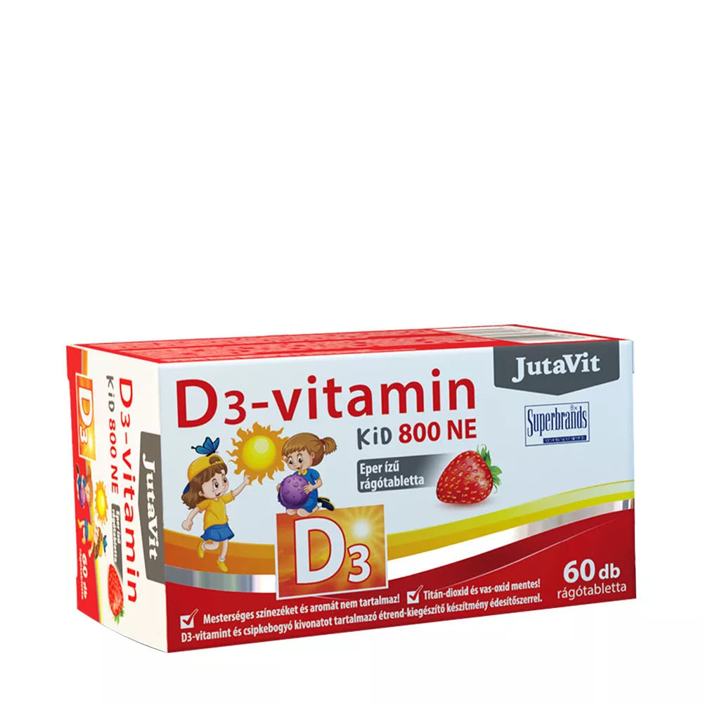JutaVit Vitamin D3 Kid 800 IU (60 Chewable Tablets, Strawberry)