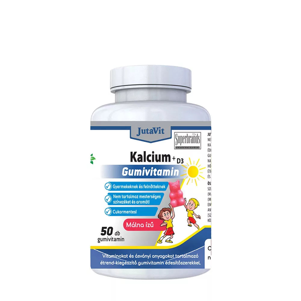 JutaVit Calcium+Vitamin D3 Gummy Vitamin (50 Gummies, Raspberry)