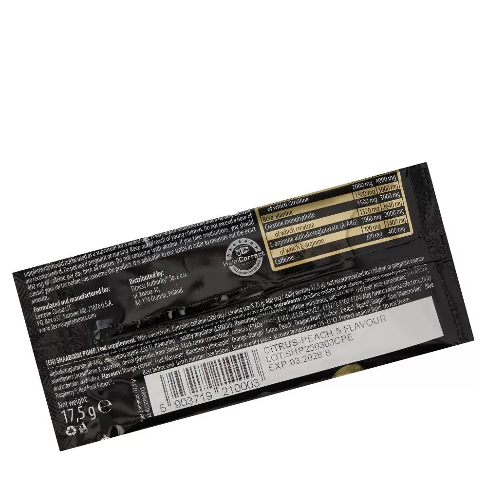 Kevin Levrone Shaaboom Pump Sample (17,5 g, Citrus Peach)