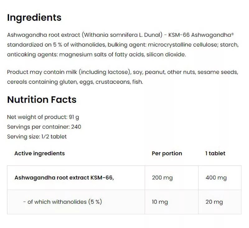 OstroVit KSM-66 Ashwagandha (120 Tablets)
