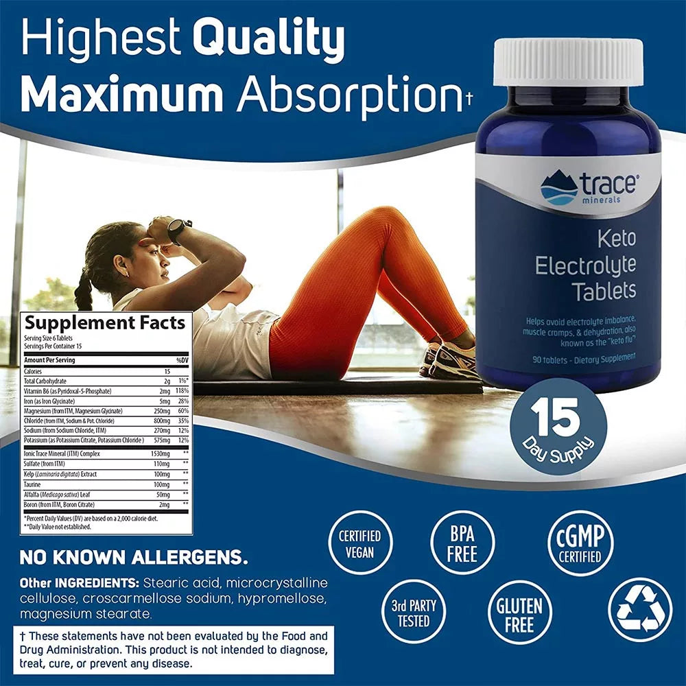 Trace Minerals Keto Electrolyte Tablets (90 Tablets)