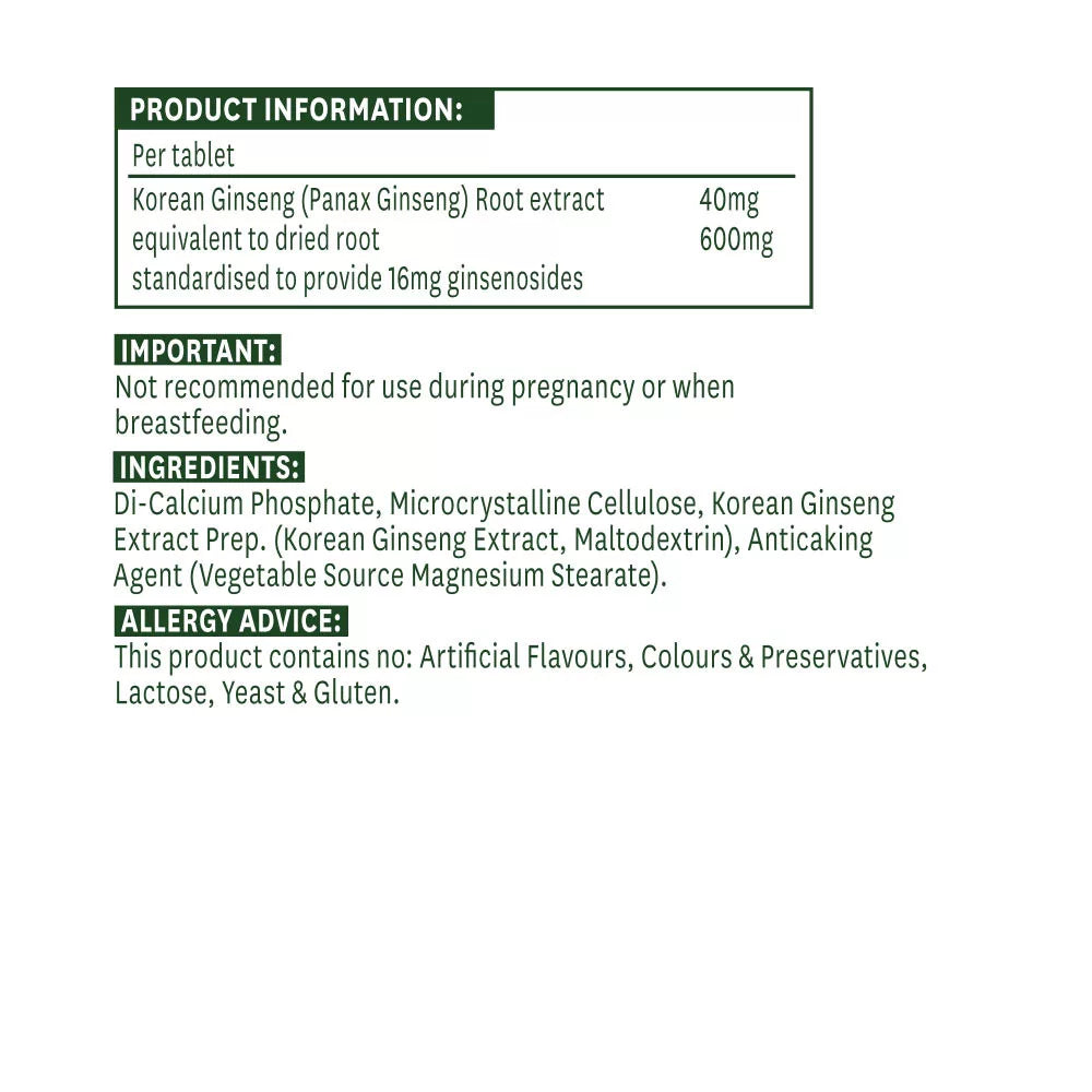 Natures Aid Korean Ginseng (90 Tablets)
