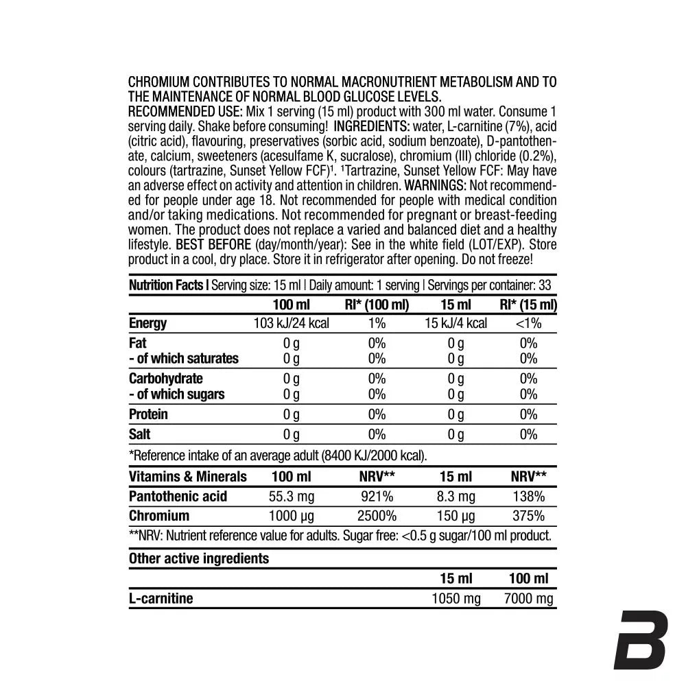 BioTechUSA L-Carnitine + Chrome (500 ml, Orange)