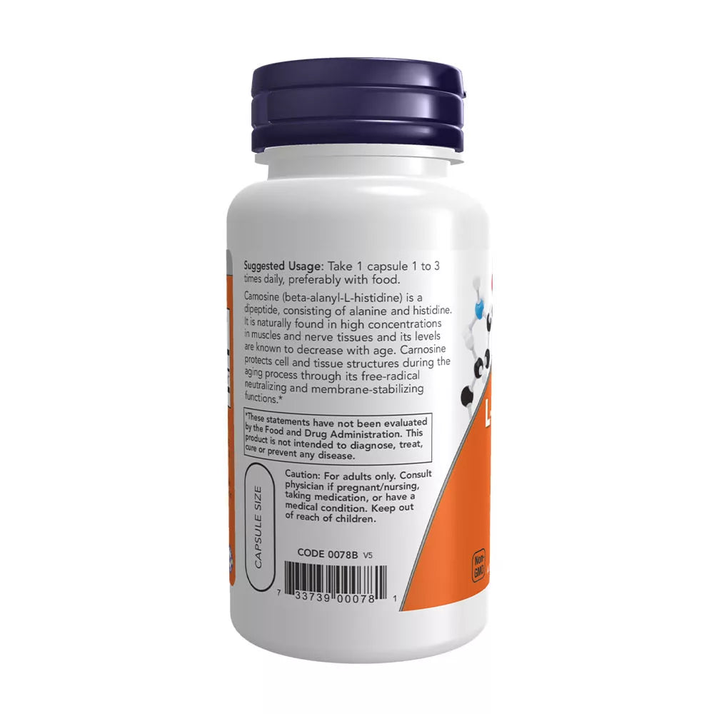 Now Foods L-Carnosine 500 mg (50 Veg Capsules)