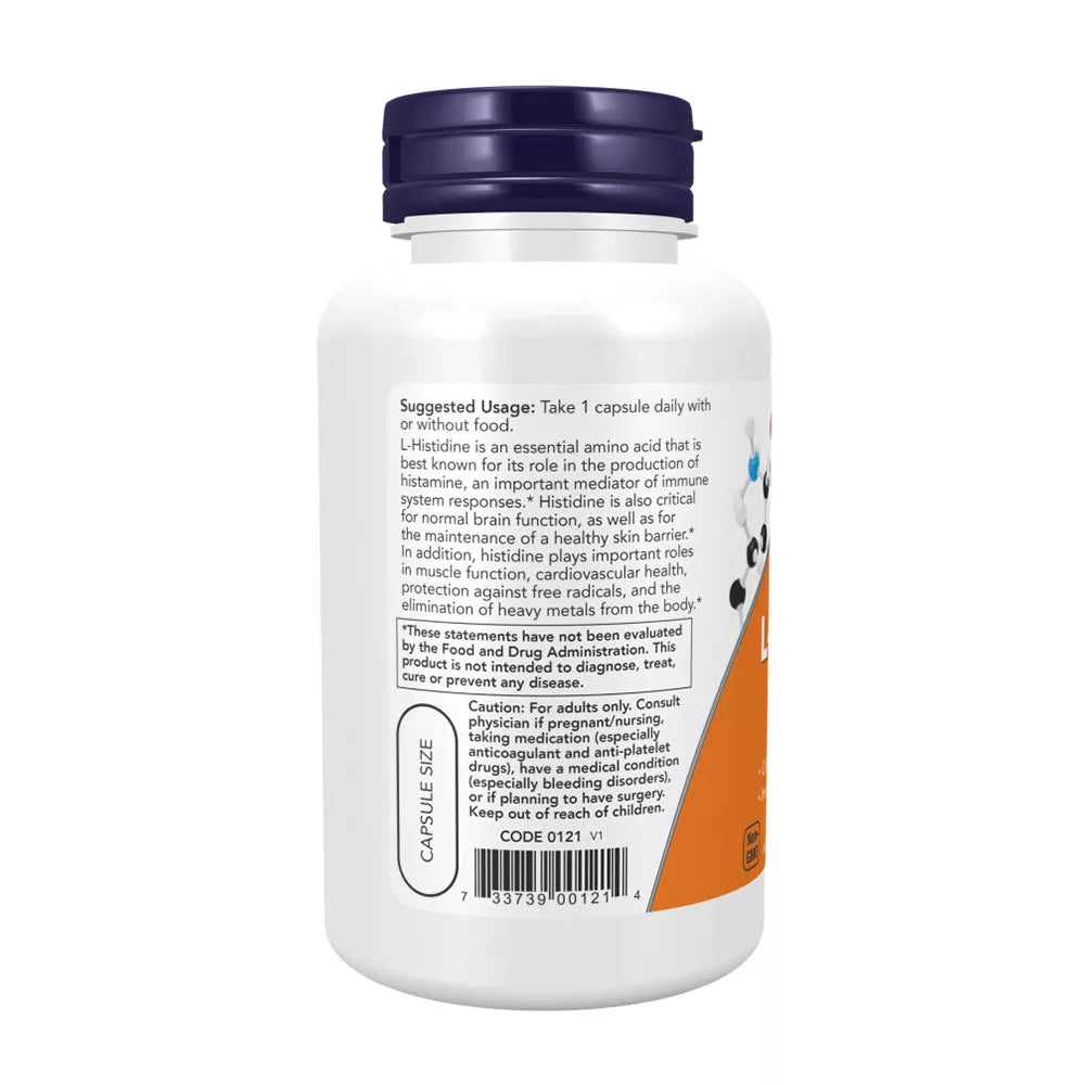 Now Foods L-Histidine 600 mg (60 Veg Capsules)