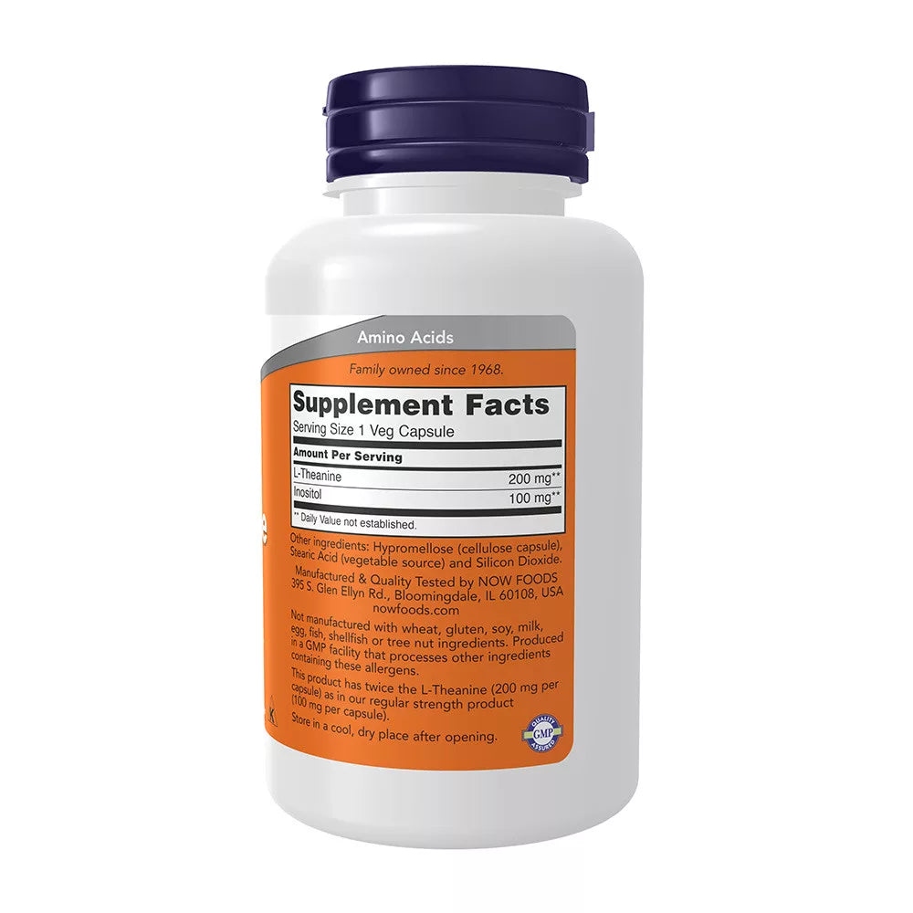 Now Foods L-Theanine, Double Strength 200 mg (120 Veg Capsules)