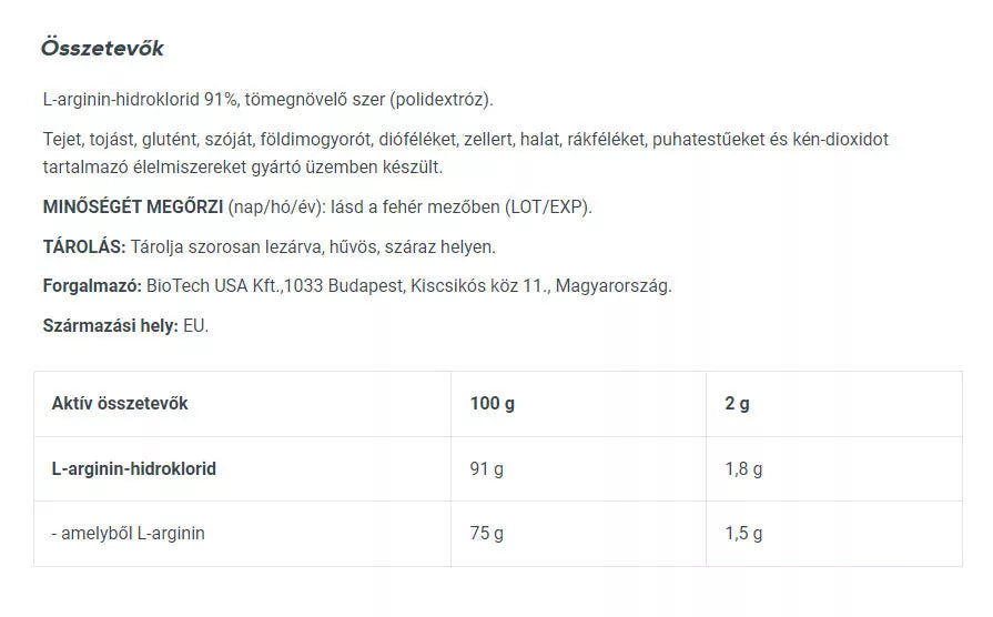 BioTechUSA L-Arginine (300 g, Unflavored)