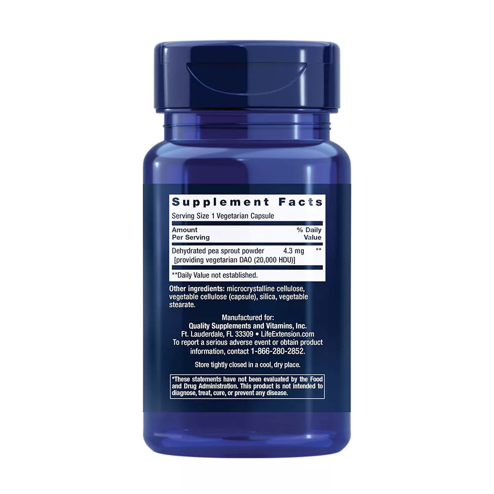 Life Extension Food Sensitivity Relief with Diamine Oxidase (DAO) (60 Capsules)