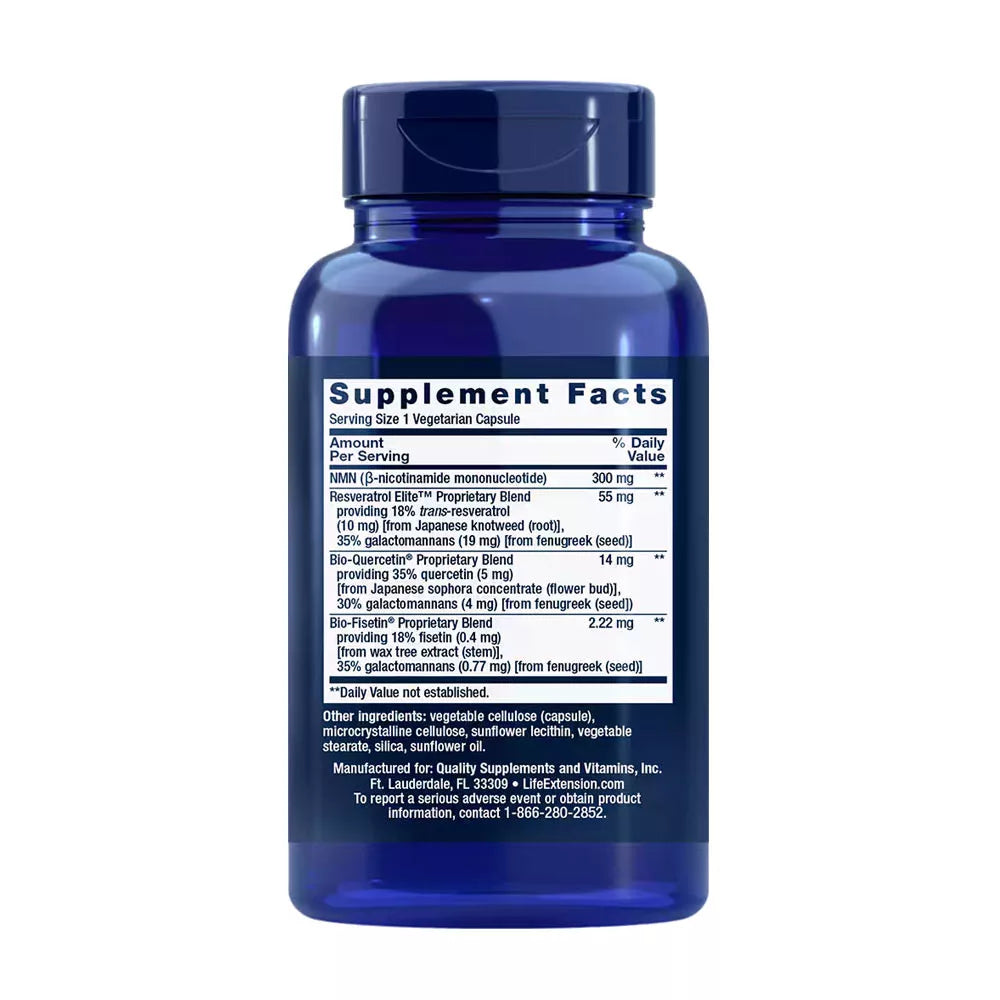 Life Extension NMN Nicotinamide Mononucleotide with Resveratrol Elite (30 Veg Capsules)