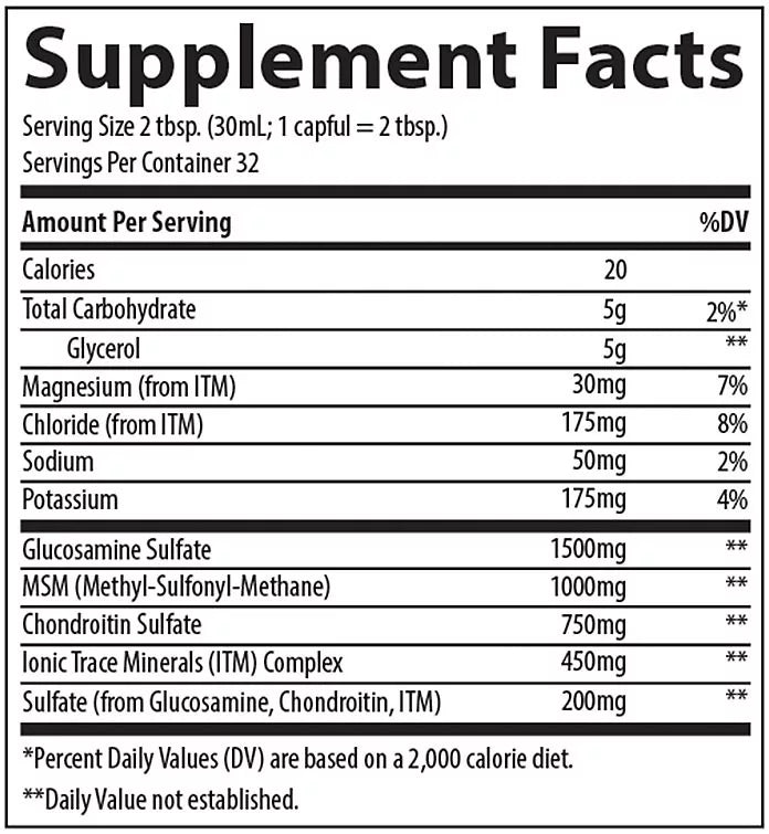 Trace Minerals Liquid Glucosamine / Chondroitin / MSM (473 ml, Blueberry)